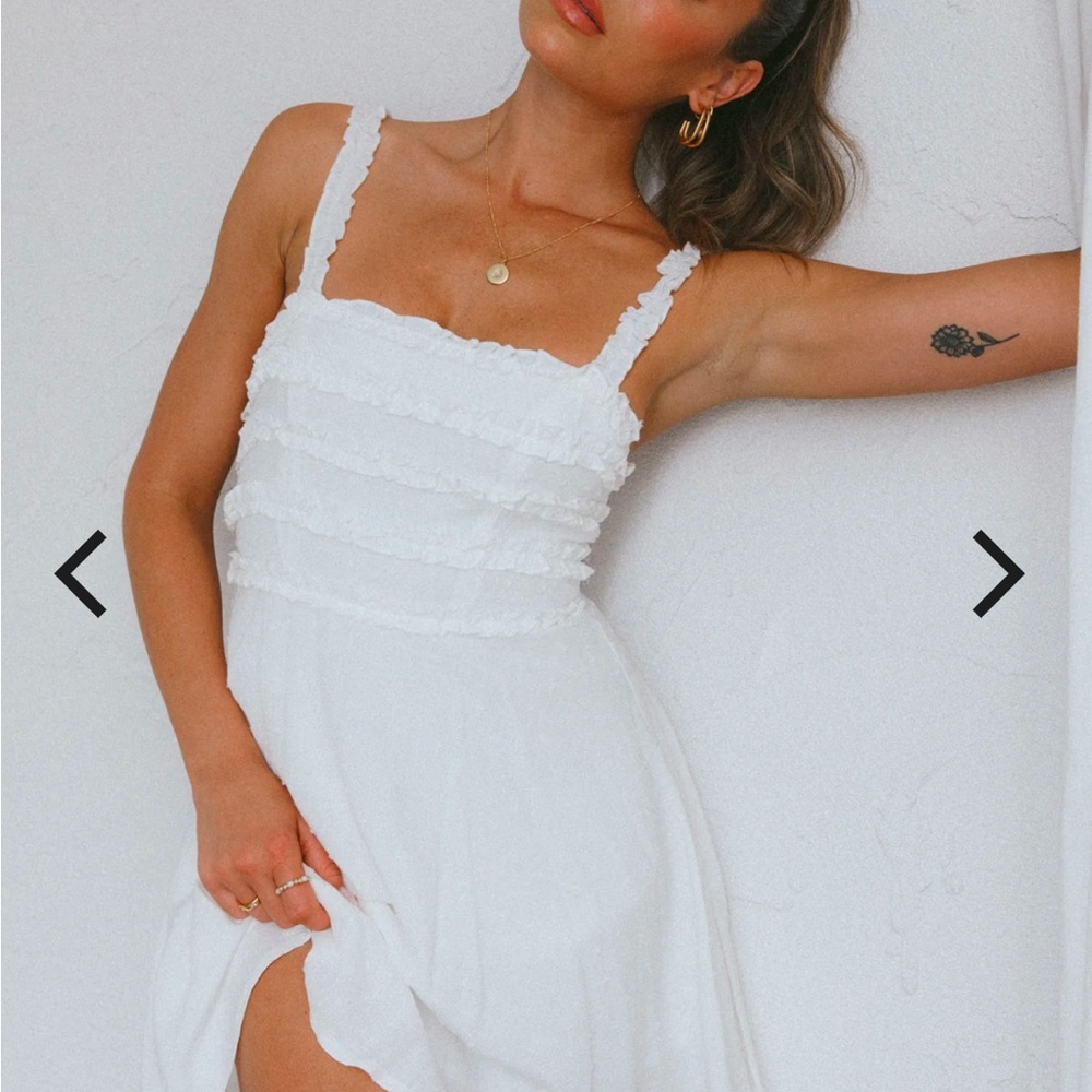 Selfie Leslie White Ruched Mini Sundress